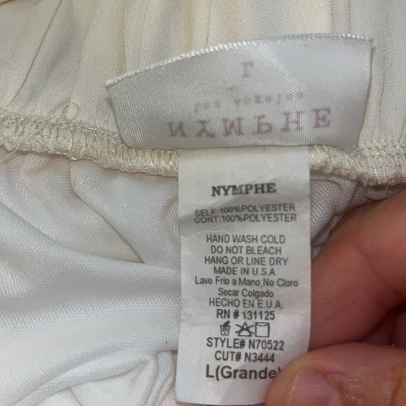 NYMPHE LOS ANGELES Lined Ivory Wide Leg Dress Pants Pockets L - Picture 6 of 6